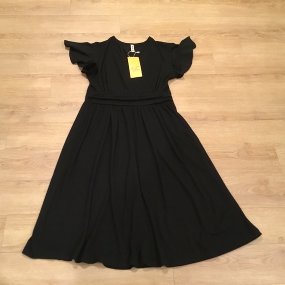 NWT GRECERELLE Black A-Line Midi Dress with Pockets Size Medium - Picture 6 of 8